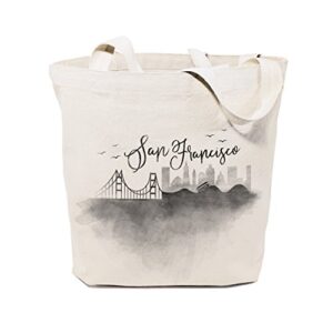 the cotton & canvas co. san francisco cityscape, souvenir, beach, shopping and travel reusable shoulder tote and handbag