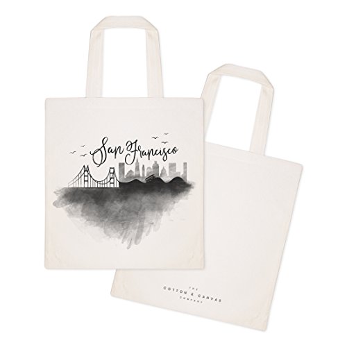 The Cotton & Canvas Co. San Francisco Cityscape, Souvenir, Beach, Shopping and Travel Reusable Shoulder Tote and Handbag