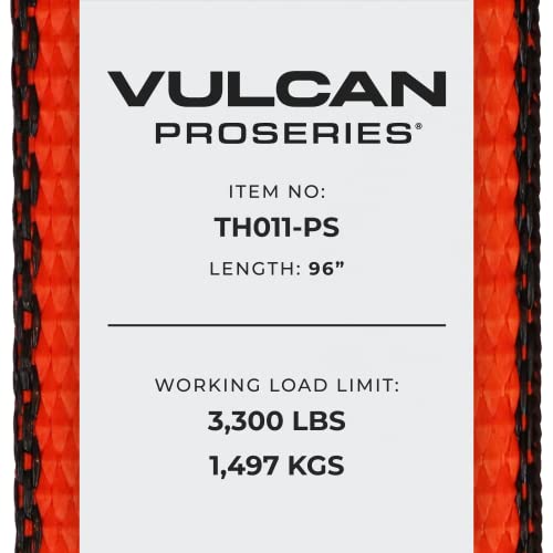 VULCAN Car Tie Down with Chain Anchors - Lasso Style - 2 Inch x 96 Inch - 4 Pack - PROSeries - 3,300 Pound Safe Working Load