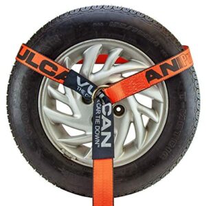 VULCAN Car Tie Down with Chain Anchors - Lasso Style - 2 Inch x 96 Inch - 4 Pack - PROSeries - 3,300 Pound Safe Working Load