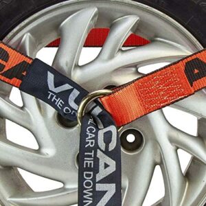 VULCAN Car Tie Down with Chain Anchors - Lasso Style - 2 Inch x 96 Inch - 4 Pack - PROSeries - 3,300 Pound Safe Working Load