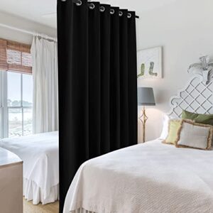 RYB HOME Blackout Thermal Insulated Blind Curtains, Noise Reduce Barrier for Nursery, Portable Curtain for Sliding Glass Door/Storage/Space Room Divider, 7 ft Tall x 8.3 ft Wide, Black, 1 Panel