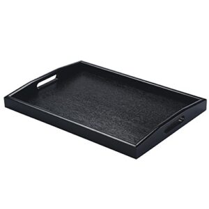 jpcraft rectangle wooden serving tray breakfast tray with handles, black, 15.75 by 11-inch
