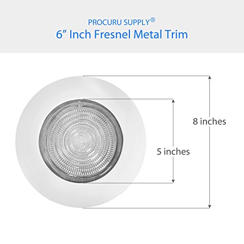 6" White Metal Shower Trim with Fresnel Glass Lens - for Wet Locations - for 6" Recessed Can Lights - UL Listed (White-Fresnel (4-Pack))