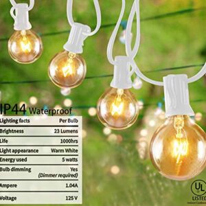 SUNSGNE 25Ft Globe String Lights, G40 Outdoor String Lights with 27 Clear Edison Bulbs, Clear Edison Bulb String Lights for Indoor Outdoor Commercial Decoration-White Wire