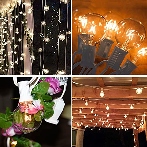 SUNSGNE 25Ft Globe String Lights, G40 Outdoor String Lights with 27 Clear Edison Bulbs, Clear Edison Bulb String Lights for Indoor Outdoor Commercial Decoration-White Wire