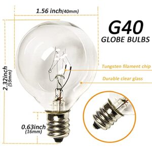 SUNSGNE 25Ft Globe String Lights, G40 Outdoor String Lights with 27 Clear Edison Bulbs, Clear Edison Bulb String Lights for Indoor Outdoor Commercial Decoration-White Wire