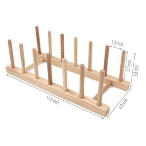 Z ZICOME Set of 2 Bamboo Wooden Dish Rack Plate Rack Stand Pot Lid Holder Kitchen Cabinet Organizer
