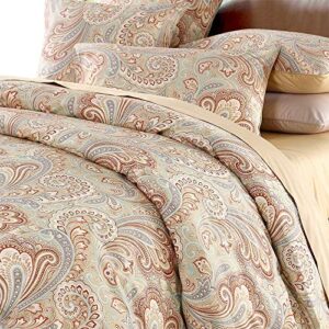 softta duvet cover set paisley bedding design 800 thread count 100% cotton 3pcs,queen size,khaki