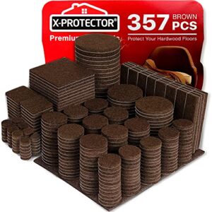 x-protector 357 pcs premium huge pack felt furniture pads! quantity of furniture sliders with many big sizes – your ideal floor protectors. protect your hardwood & laminate floor!