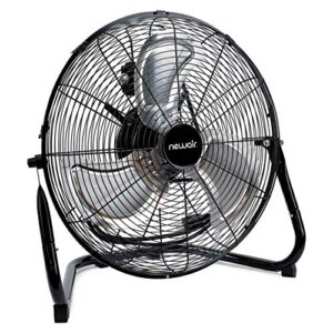 NewAir Floor Fan, 18" High Velocity Industrial Portable Shop Fan with 3 Speed Settings, WindPro18F,Black