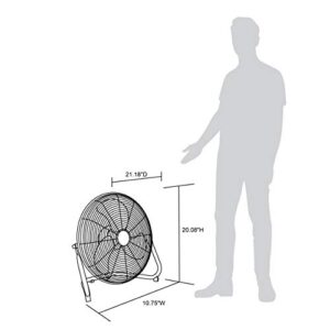 NewAir Floor Fan, 18" High Velocity Industrial Portable Shop Fan with 3 Speed Settings, WindPro18F,Black