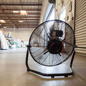 NewAir Floor Fan, 18" High Velocity Industrial Portable Shop Fan with 3 Speed Settings, WindPro18F,Black