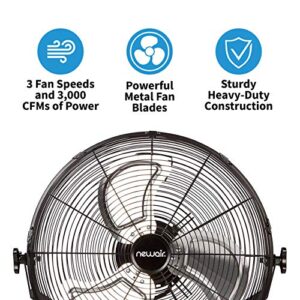 NewAir Floor Fan, 18" High Velocity Industrial Portable Shop Fan with 3 Speed Settings, WindPro18F,Black