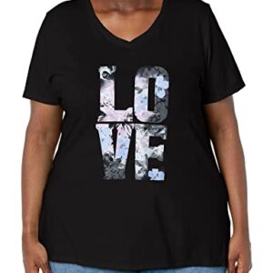 JUST MY SIZE womens Just My Size Women's Plus-size Graphic Short Sleeve V-neck T-shirt T Shirt, Big Love, 3X US