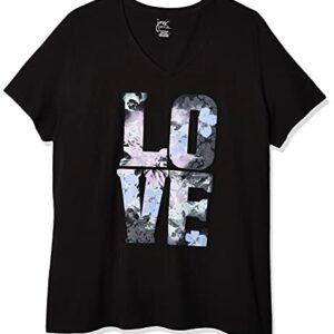 JUST MY SIZE womens Just My Size Women's Plus-size Graphic Short Sleeve V-neck T-shirt T Shirt, Big Love, 3X US