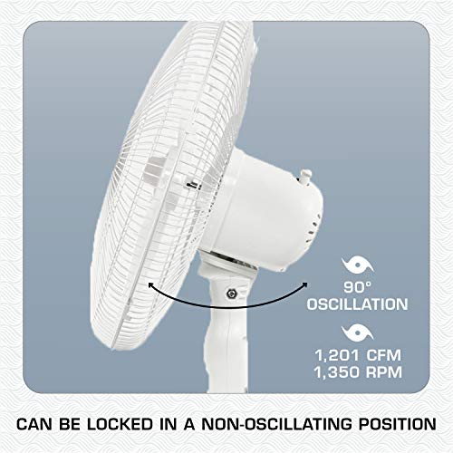 Hurricane Supreme Oscillating Stand Fan w/ Remote 16 in - White