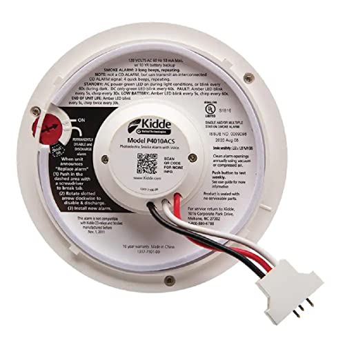 Kidde Hardwired Smoke Detector with 9-Volt Battery Backup (Included), Front-Load Battery Door, Test-Silence Button