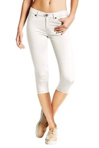 hybrid & company women's stretchy denim capri jeans q19411x white 22