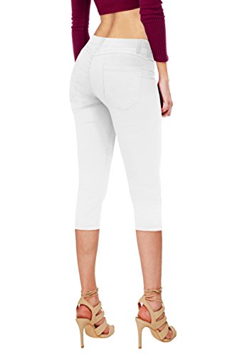 Hybrid & Company Women's Stretchy Denim Capri Jeans Q19411X White 22