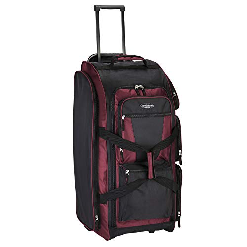 Travelers Club Xpedition 30 Inch Multi-Pocket Upright Rolling Duffel Bag, Crimson Red, 30" Suitcase
