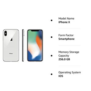 Apple iPhone X, 256GB, Silver - For GSM (Renewed)