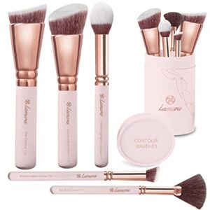 pro face contour brush set - synthetic contouring sculpting and highlighting kit - cream blush powder flat nose cheek round small angled fan tapered precision kabuki foundation makeup brushes