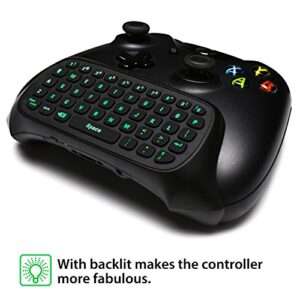 MoKo Green Backlight Keyboard for Xbox One Controller, Xbox Series X/S, Wireless Gaming Chatpad Keypad with USB Receiver&3.5mm Audio Jack, Xbox Accessories for Xbox One/One S/Elite/2 Controller, Black