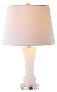 jonathan y jyl5021a eliza 23" alabaster led table lamp glam transitional bedside desk nightstand lamp for bedroom living room office college bookcase led bulb included, white
