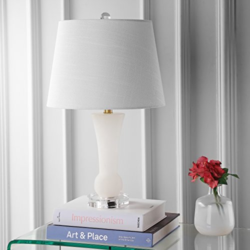 JONATHAN Y JYL5021A Eliza 23" Alabaster LED Table Lamp Glam Transitional Bedside Desk Nightstand Lamp for Bedroom Living Room Office College Bookcase LED Bulb Included, White