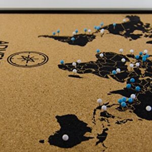 Art of Wanderlust | Cork Board World Travel Map with Pins | Inspirational Wall Art to Track Past and Future Travel