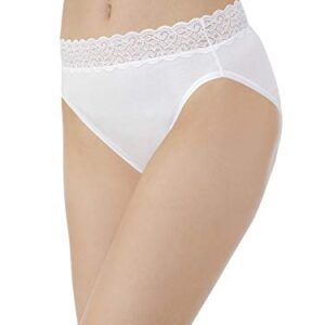 Vanity Fair Women's Flattering Lace Cotton Stretch Panties, Hi Cut-White, 8