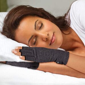 Duerer Arthritis Compression Gloves Women Men for RSI, Carpal Tunnel, Rheumatiod, Tendonitis, Fingerless Gloves for Computer Typing and Dailywork (Black, M)