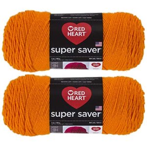 bulk buy: red heart super saver (2-pack) (pumpkin, 7 oz each skein)