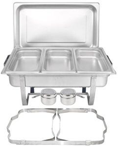 tigerchef chafing dish buffet set - chaffing dishes stainless steel - chafer and buffet warmer set with steam pans and folding frame - food warmers for parties buffets (1, 3 third inserts)
