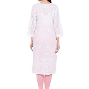 Ada Indian Hand Embroidery Women's Chikankari Cotton Kurta Kurti Tunic A220999 (XXX-Large, White)