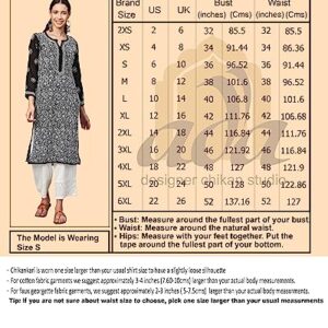 Ada Indian Hand Embroidery Women's Chikankari Cotton Kurta Kurti Tunic A220999 (XXX-Large, White)