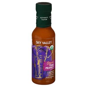 sky valley thai peanut sauce - gluten free peanut sauce, mild heat, authentic flavor, organic, vegan, non gmo, gluten free, peanut sauce for spring rolls- 14 oz