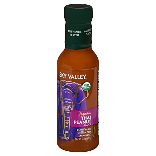 Sky Valley Thai Peanut Sauce - Gluten Free Peanut Sauce, Mild Heat, Authentic Flavor, Organic, Vegan, Non GMO, Gluten Free, Peanut Sauce for Spring Rolls- 14 Oz