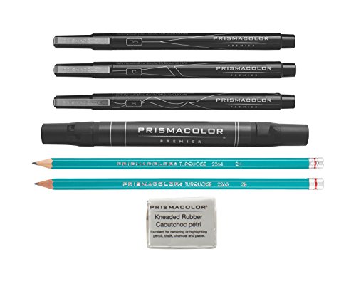 Prismacolor Premier Beginner Hand Lettering Set With Illustration Markers, Art Markers, Pencils, Eraser And Tips Pamphlet, Adult Coloring, 8 Count, Black