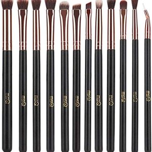 MSQ Eye Makeup Brushes 12pcs Rose Gold Eyeshadow Makeup Brushes Set with Soft Synthetic Hairs & Real Wood Handle for Eyeshadow, Eyebrow, Eyeliner, Blending(without bag)