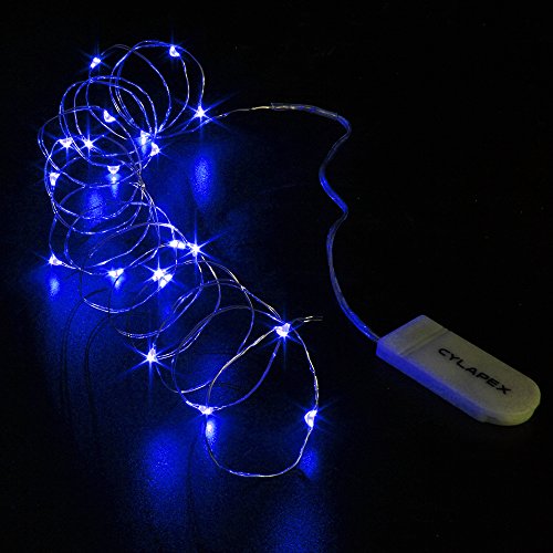 CYLAPEX 6 Pack Blue Fairy String Lights Battery Operated Fairy Lights Firefly Lights Micro LED Starry String Lights on 3.3ft/1m Silvery Copper Wire for DIY Decor Christmas Decoration Costume Wedding