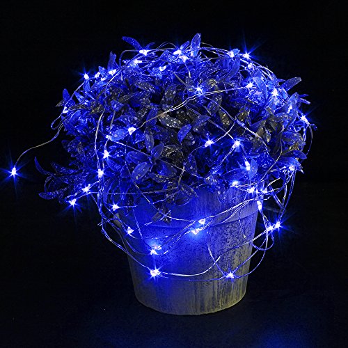 CYLAPEX 6 Pack Blue Fairy String Lights Battery Operated Fairy Lights Firefly Lights Micro LED Starry String Lights on 3.3ft/1m Silvery Copper Wire for DIY Decor Christmas Decoration Costume Wedding