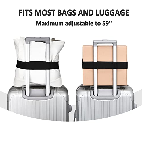 2-in-1 Travel Belt Luggage Straps Over Handle for Carry On Bag,ZZM Elastic Add a Bag Bungees Luggage Belt Suitcases Adjustable with Alloy Buckle, Hands-Free for Airport,Trip (Black)
