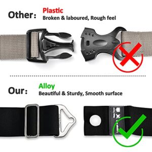 2-in-1 Travel Belt Luggage Straps Over Handle for Carry On Bag,ZZM Elastic Add a Bag Bungees Luggage Belt Suitcases Adjustable with Alloy Buckle, Hands-Free for Airport,Trip (Black)