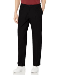 dockers men's classic fit signature khaki lux cotton stretch pants-pleated (regular and big & tall), black, 36w x 32l