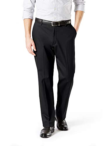 Dockers Men's Classic Fit Signature Khaki Lux Cotton Stretch Pants (Regular and Big & Tall), Black, 34W x 32L