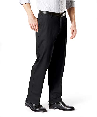 Dockers Men's Classic Fit Signature Khaki Lux Cotton Stretch Pants (Regular and Big & Tall), Black, 34W x 32L