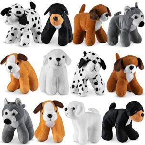 bedwina plush puppy dogs - pack of 12 assorted stuffed animals, 6 inches tall, cute stocking stuffers