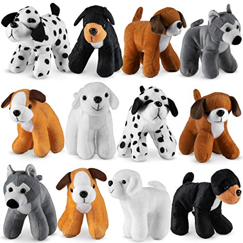 Bedwina Plush Puppy Dogs - Pack of 12 Assorted Stuffed Animals, 6 Inches Tall, Cute Stocking Stuffers